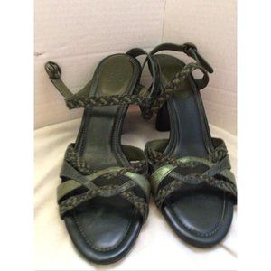 Cole Haan US Women's Size 7 B Black Green Leather Strappy Heels
